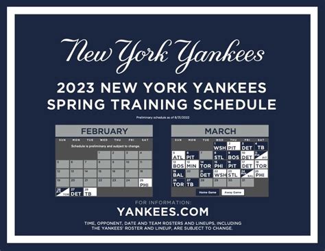 yankees spring training schedule 2023